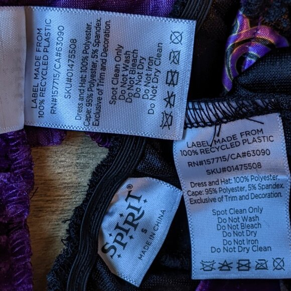 Spirit Halloween Adult Celestial Witch Costume Black Dress Velvet Purple Cape - Picture 6 of 8